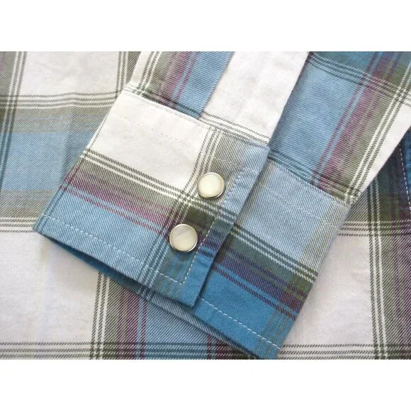 Levi's Men's The Western Snap Front Plaid Blue Purple Cotton Shirt Classic NWT - Picture 4 of 8